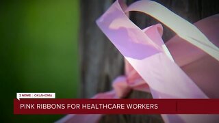 Pink ribbons tied to support Tulsa healthcare workers