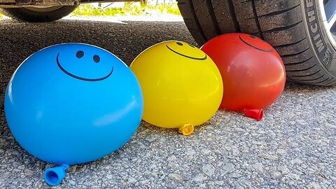 Crushing crunchy and soft things by car! EXPERIMENTAL CAR vs WATER SMILE BALLOONS