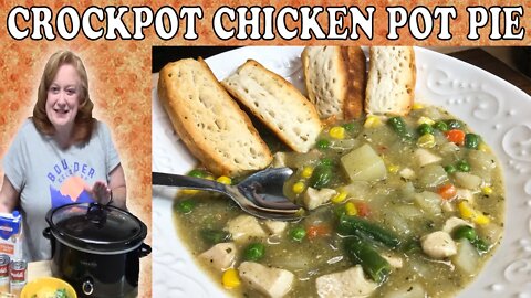 CROCKPOT CHICKEN POT PIE RECIPE | Dump and Go Slow Cooker Recipe