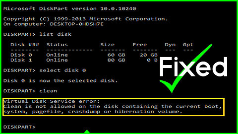 [Fixed] ✔️ Clean Is Not Allowed on the Disk Diskpart Virtual Disk Service Error