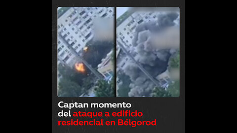 Momento exacto del derrumbe parcial de un edificio residencial en Bélgorod