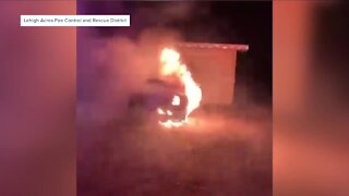Car catches fire in front of Lehigh Acres home, ruled arson