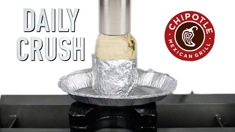 Crushing a burrito with hydraulic press