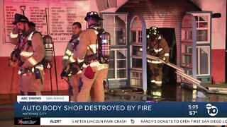 Fire destroys National City auto body shop