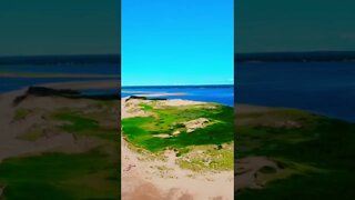 Flying towards an island on the beach