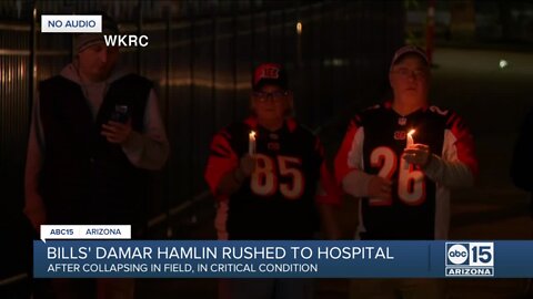 Football fans gather outside hospital in Cincinnati