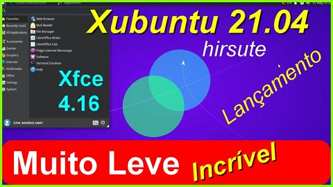 Xubuntu 21.04 Hirsute Hippo Linux. Lançamento Sabor Oficial Canonical. Muito Leve, Estável. Incrível