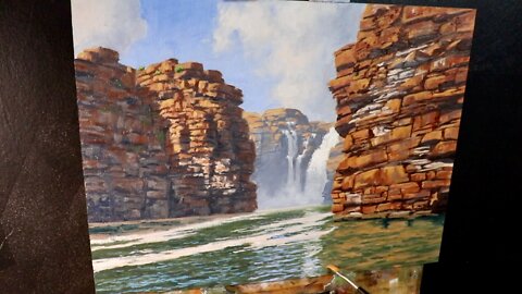 How to Paint a ROCKY GORGE LANDSCAPE - Painting King George Falls in the Kimberley, Australia