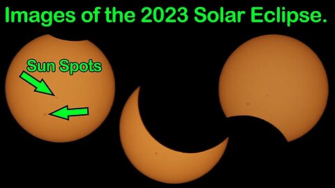 Images of the 2023 Solar Annular Eclipse in 2023 with 2 Sunspots Visible.