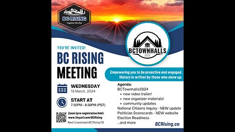 BC Rising - Wed, Mar 13, 2024 Meeting - NCI Updates, MAID, BCTownhalls2024