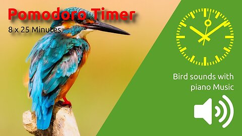 Pomodoro Timer 8 x 25min ~ Birds sounds with piano music
