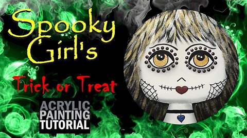 Spooky Girl's Trick or Treat | Easy Halloween Painting Tutorial