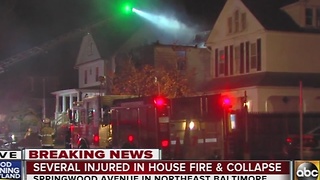 4 injured in house fire, collapse in northeast Baltimore