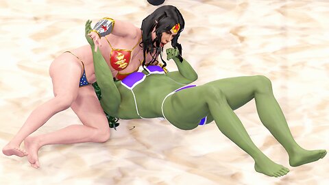 WWE 2K22 | WONDER WOMAN V SHE-HULK! | Requested Beach Party Iron Woman Match [60 FPS PC]