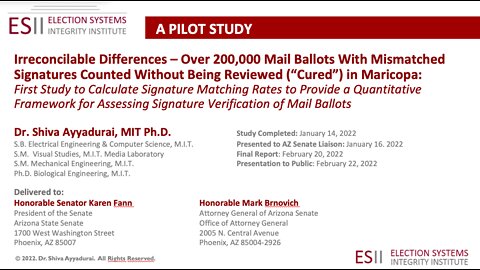 Dr.SHIVA LIVE: Scientific Study Reveals Maricopa Counted 200,000+ Ballots With Mismatched Signatures
