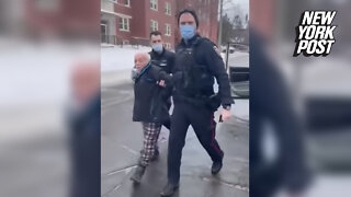 Video shows Canadian great-grandad, 78, arrested for honking horn in support of 'Freedom Convoy' truckers