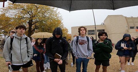 Univ of Arkansas: Thief Repents And Returns My Hat, I Persuade Group of Christians That They Can Overcome All Sin In Jesus, One Student Desperate To Overcome Porn Addiction, A Great Day Even in The Cold Rain