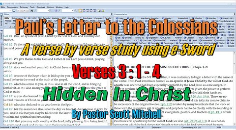 Colossians Verse by Verse 3:1-4, Scott Mitchell