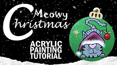 Pouncing Kitty Cat Christmas Ornament | Easy Acrylic Painting Tutorial