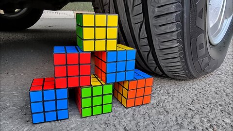 Rubik's Cube smashed by car | The Best Running Over Stuff With Car