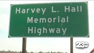 Part of Westside Parkway in Bakersfield dedicated to Harvey Hall