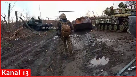 This is what the Russian motor column in Lugansk has fallen into