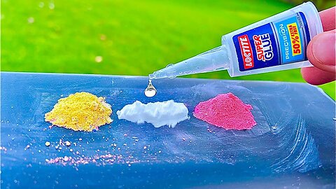 Super Glue and baking soda ! Pour the glue into different colors of baking soda