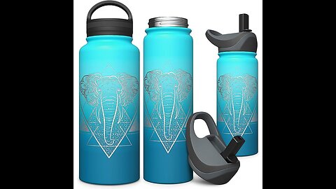 Involve & Evolve Insulated Water Bottle with 2 Lids (Straw Lid) Reusable Double Walled Wide Mou...
