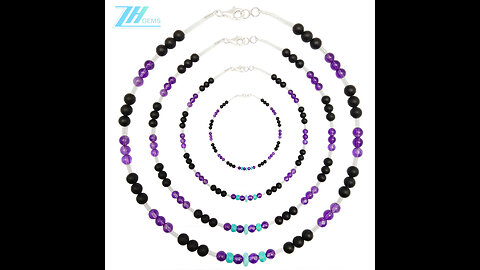 Crystal and onyx with Amethyst Natural turquoise colorful jewelry set Vintage Style Jewelry