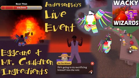 AndersonPlays Roblox Wacky Wizards | VOLCANO UPDATE Live Event - How to Get Eggcano Ingredient