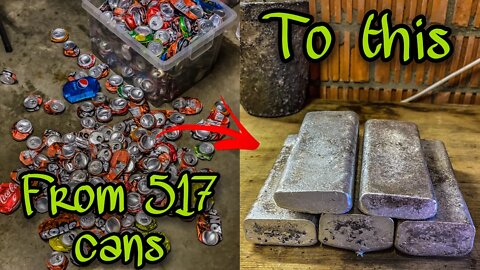 MELTING 517 CANS AT HOME / BACKYARD MELTING / #canmelting #meltingaluminum / DEVIL FORGE