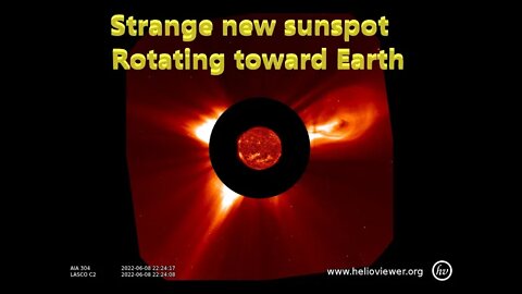 STRANGE NEW SUNSPOT rotating Earth bound