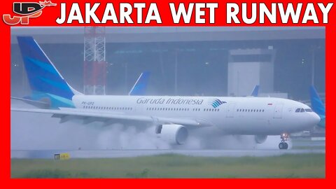 Bad Weather WET RUNWAY at Jakarta Soekarno–Hatta Airport