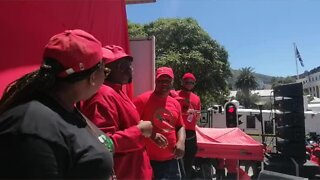 EFF protesters outside Parliament