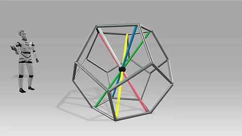 Dodekaeder ►Symmetrieachsen durch gegenüberliegende Eckpunkte ► Achse 1 bis 5 (von 10) ► Animation