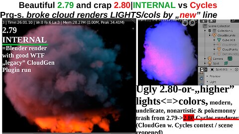 Beautiful 2.79 and crap 2.80|INTERNAL vs Cycles Prg-s. broke cloud renders LIGHTS/cols by „new” line