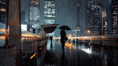 RELAXING WET STREETS: Hear the rain, vehicles passing by and footsteps