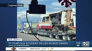 Teen dead, four others hurt after three-vehicle crash involving school bus on I-40 in Apache County