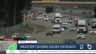 Rainy conditions lead to some issues on San Diego roads