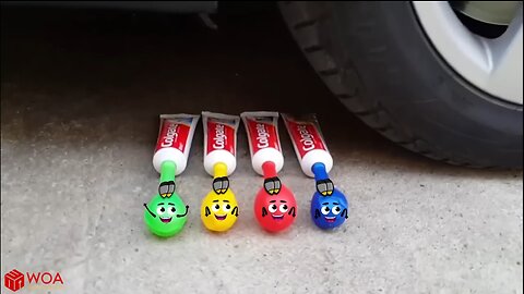 Car vs jelly, toothpaste, coca cola | crushing crunchy and soft toys