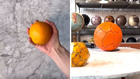 Ball made from panel shapes of peeled orange