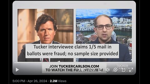 Tucker interviewee claims 1/5 mail in ballots were fraud; no sample size provided