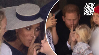 Meghan Markle caught shushing young royals at Queen's Jubilee with Prince Harry