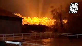 Transformer explosion lights up sky during Illinois ice storm