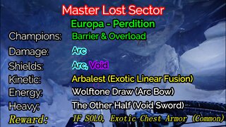 Destiny 2 Master Lost Sector: Perdition 2-5-22