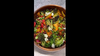 Broccoli, Peppers, Sweet Potatoe, and Feta Salad 🥗 😋