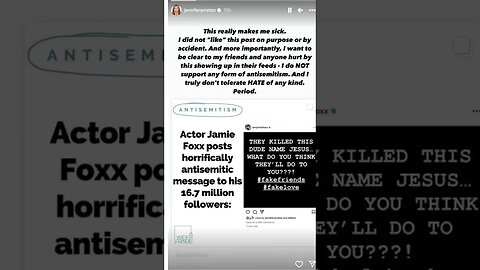 Jennifer Aniston LIKED Jamie Foxx's Antisemitic Post & Apologizes, Anti-Man & White Only
