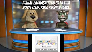 Jornal engraçado do gato tom: Papel higiênico acaba... [Frases e Poemas]