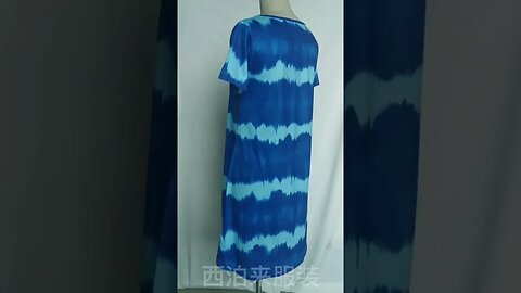 Tie Dye Striped T shirt Loose Dress Summer O Neck Short Sleeve Gradient Mini Party Dresses XBL D207