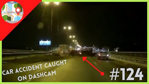 Driver Slides After Trying To Brake And Crashed On Highway - Dashcam Clip Of The Day #124